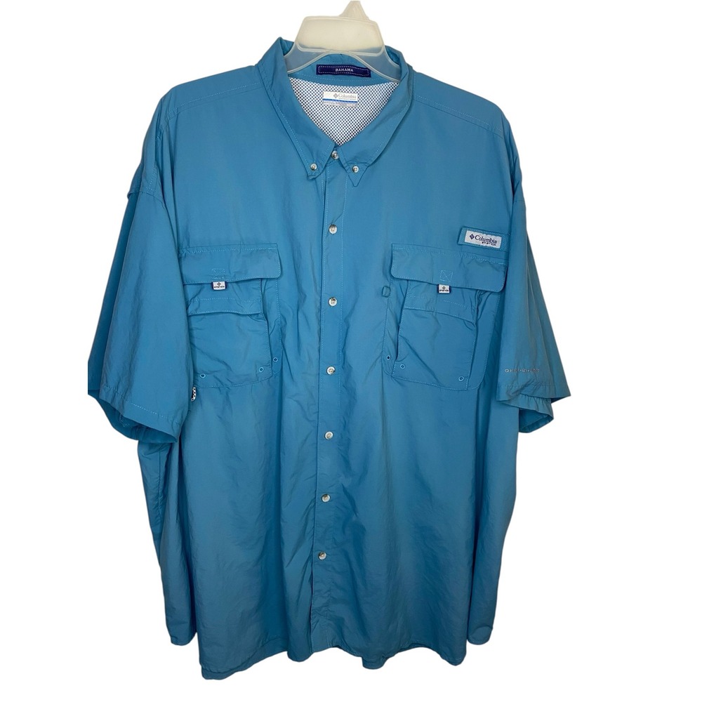 Columbia PFG Bahama Blue Fishing Shirt Mens 5X Short Sleeve Vented